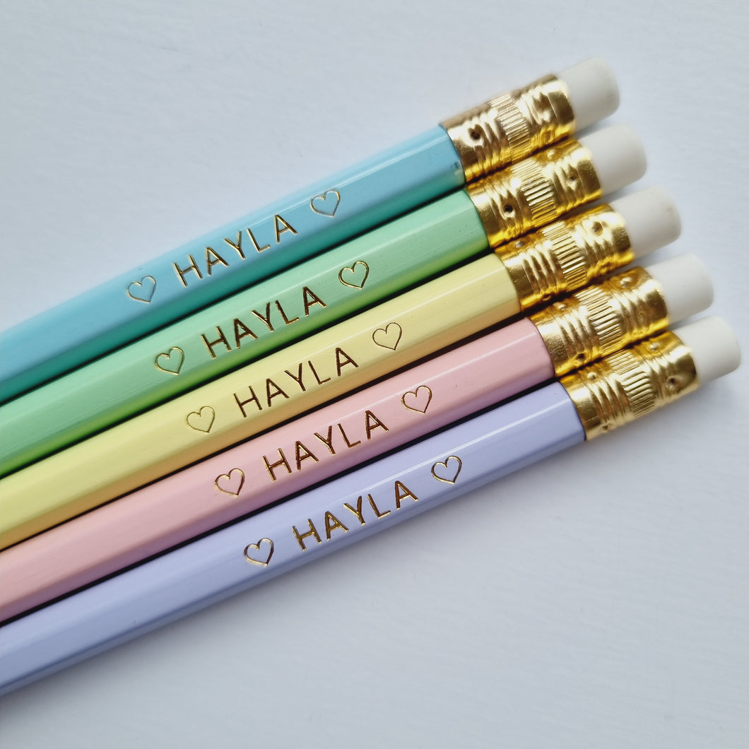 Combo: PASTEL  |  Personalised Pencils - Set of 5 or 10