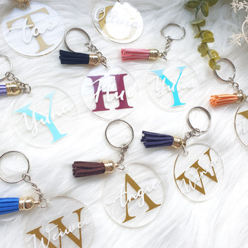 jocelyndieboltdesign Small Business Owner Acrylic Keychain with Tassel and Gold Clip | Gift Birthday  Seller Rainbow Yellow Clear Keyring Accessories Keys